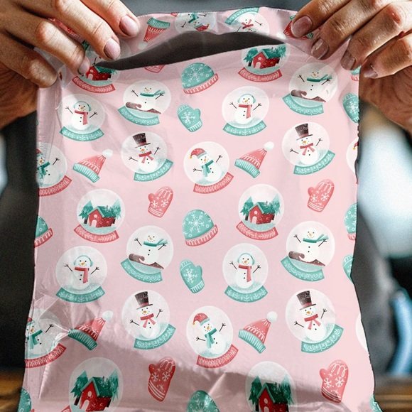 ❄️10 Pink Snow globe Poly Mailers 12 x 15 inch - Picture 7 of 7